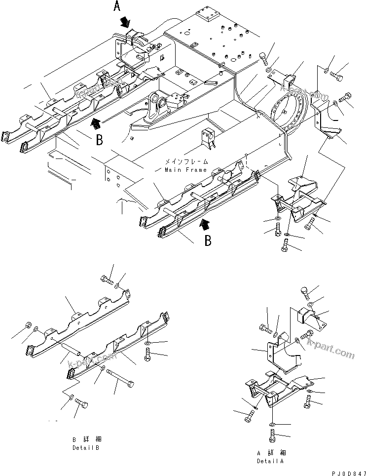 Komatsu parts book diagram for D31EX-21A-M S/N 50501-UP: ROLLER GUARD (FULL GUARD)