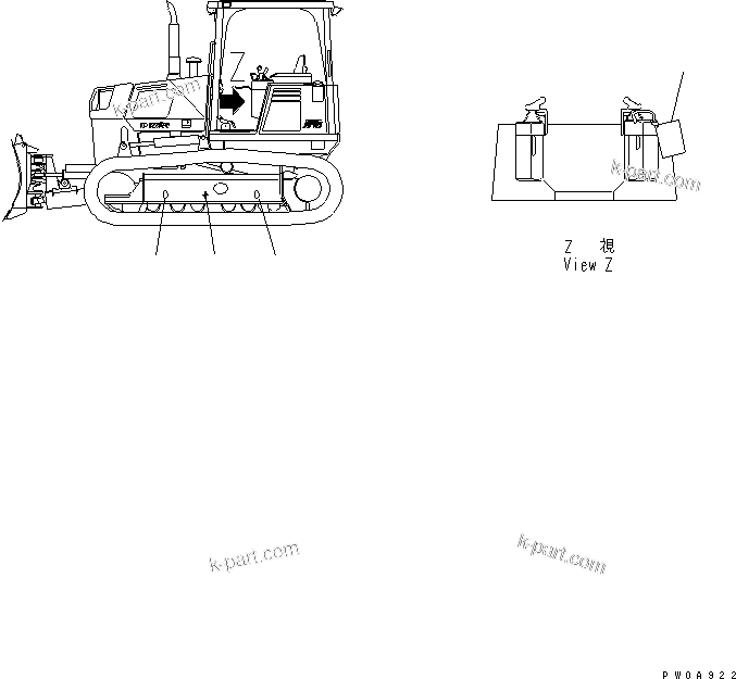 Komatsu parts book diagram for D31EX-21A-M S/N 50501-UP: CENTER OF GRAVITY MARK