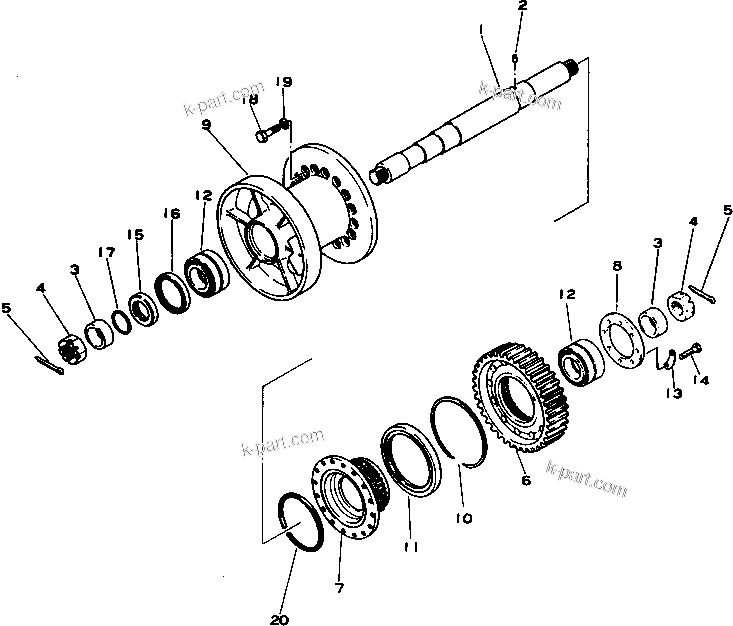 Komatsu parts book diagram for D355C-3 S/N 1800-UP (S6D155-4 Eng. Installed (Chassis only)): CABLE DRUM(#(1001)-)