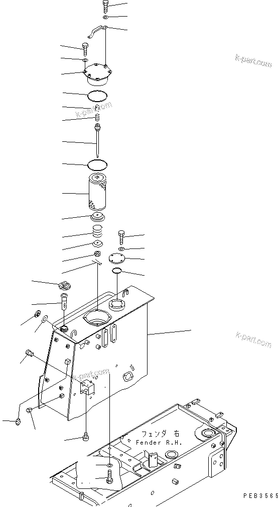 Komatsu parts book diagram for D375A-3 S/N 17001-UP (6 Track Roller): HYDRAULIC TANK