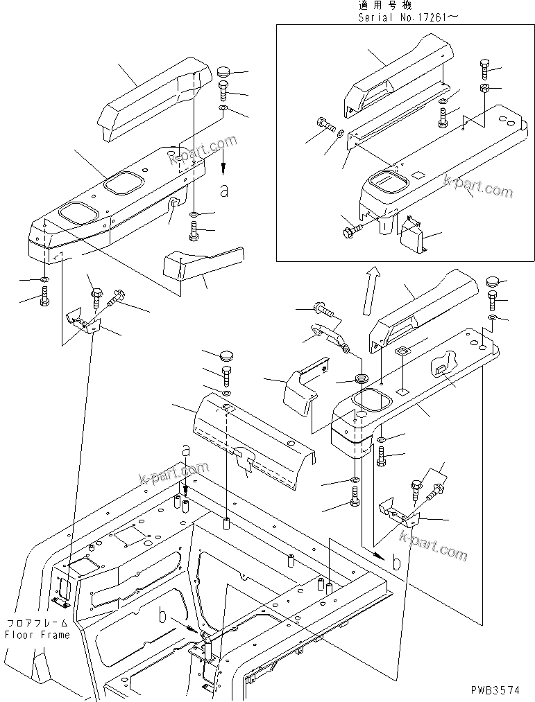 Komatsu parts book diagram for D375A-3 S/N 17001-UP (6 Track Roller): ARM REST