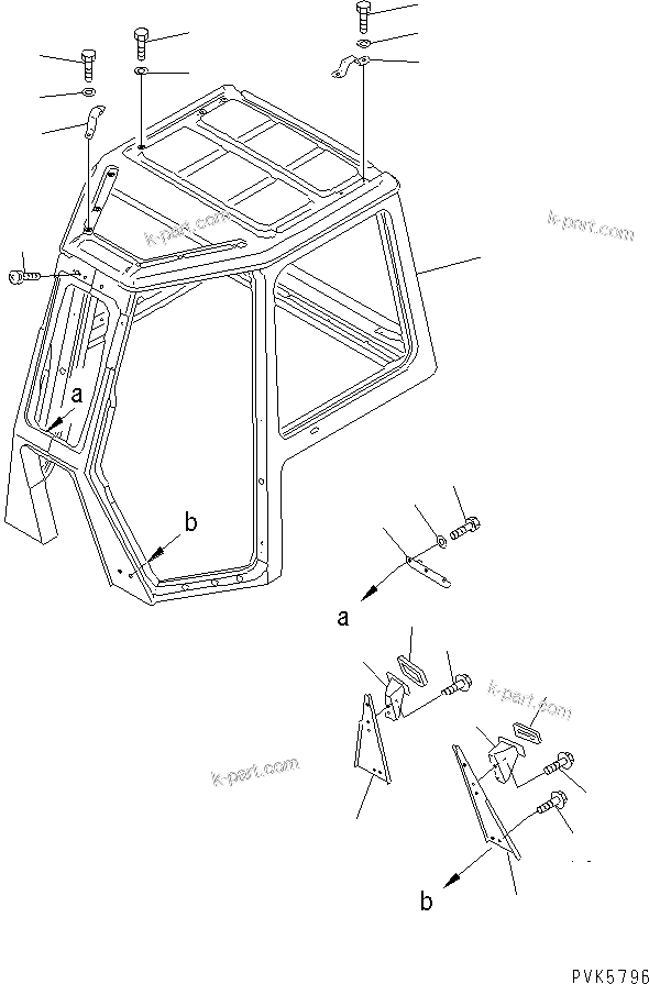Komatsu parts book diagram for D375A-3 S/N 17001-UP (6 Track Roller): CAB (BODY)