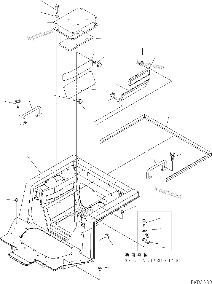Komatsu parts book diagram for D375A-3 S/N 17001-UP (6 Track Roller): FLOOR FRAME (WITHOUT CAB)