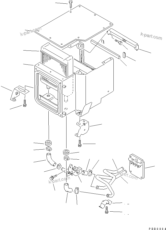 Komatsu parts book diagram for D375A-3 S/N 17001-UP (6 Track Roller): HEATER UNIT