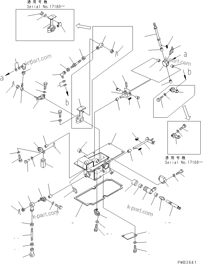 Komatsu parts book diagram for D375A-3 S/N 17001-UP (6 Track Roller): LEVER BOX