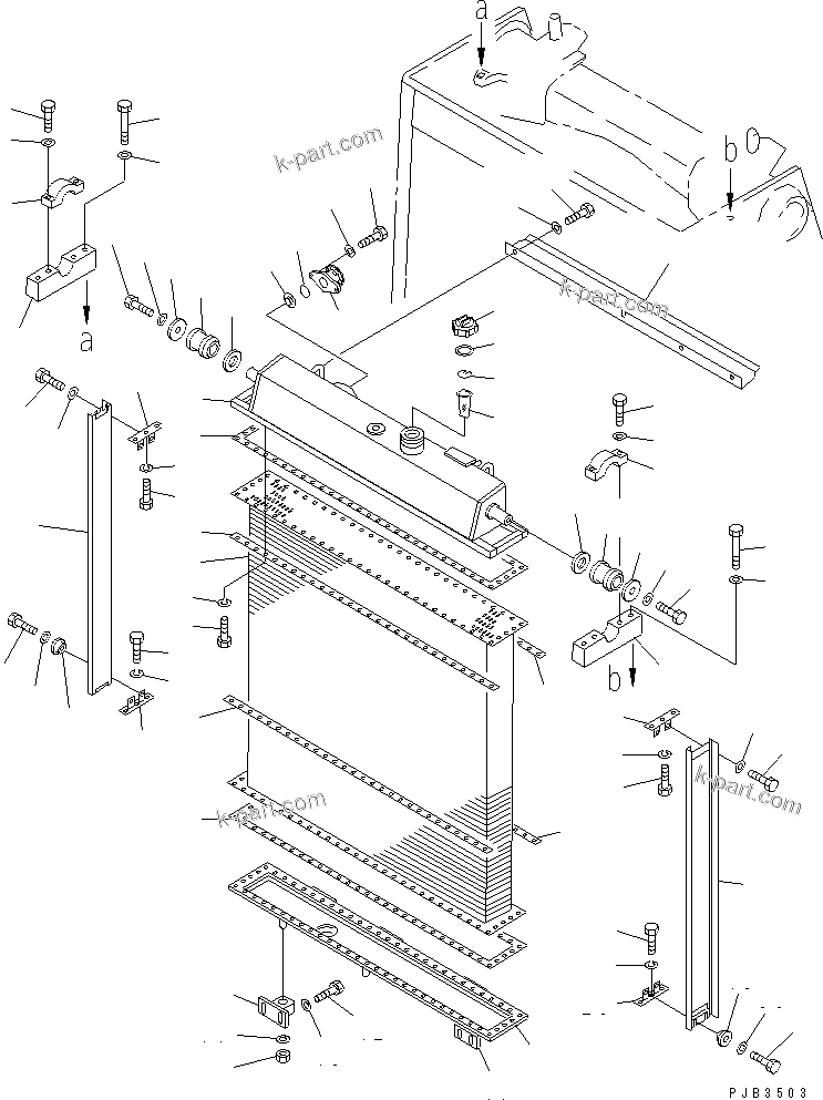 Komatsu parts book diagram for D375A-3 S/N 17001-UP (6 Track Roller): RADIATOR AND WIND BREAK