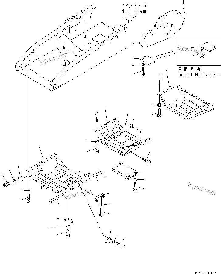 Komatsu parts book diagram for D375A-3 S/N 17001-UP (6 Track Roller): UNDER GAURD (6 TRACK ROLLER)