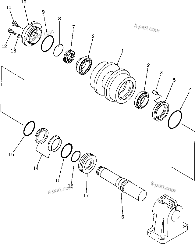 Komatsu parts book diagram for D375A-3 S/N 17001-UP (6 Track Roller): CARRIER ROLLER