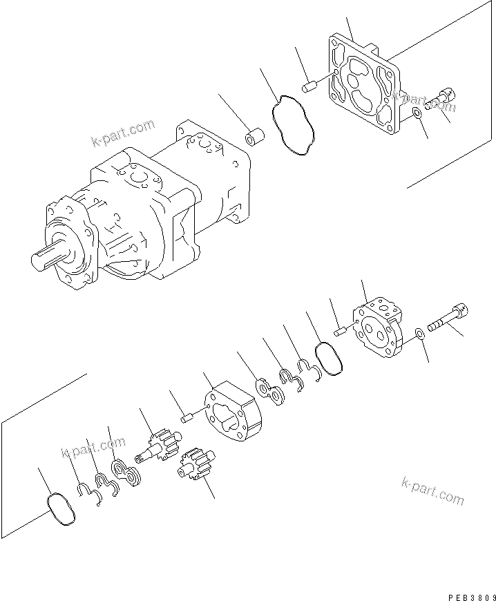 Komatsu parts book diagram for D375A-3 S/N 17001-UP (6 Track Roller): HYDRAULIC PUMP (3/3)
