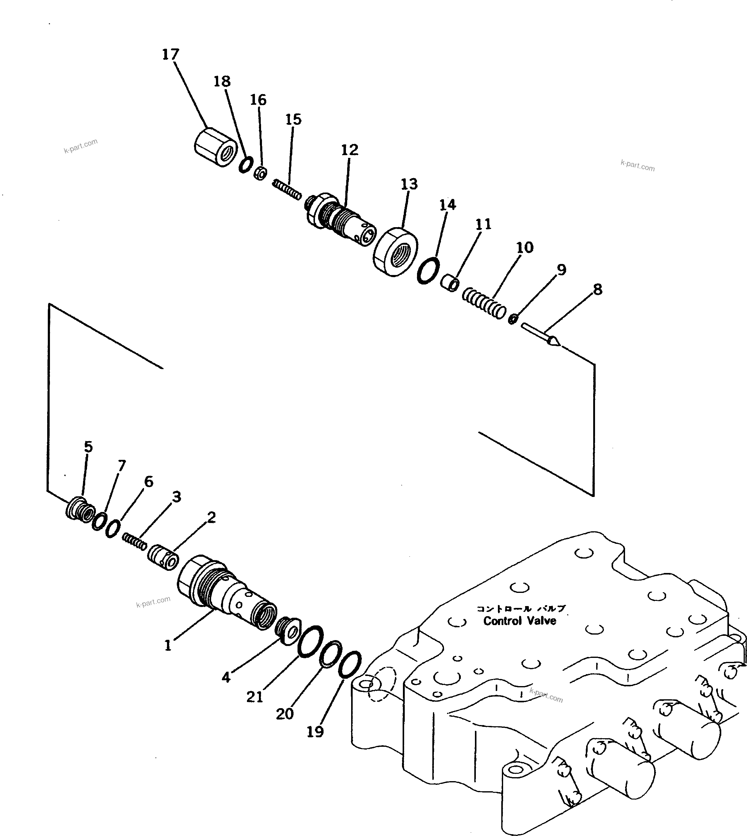Komatsu parts book diagram for D375A-3 S/N 17001-UP (6 Track Roller): CONTROL VALVE (2/2) (RIPPER LOW)