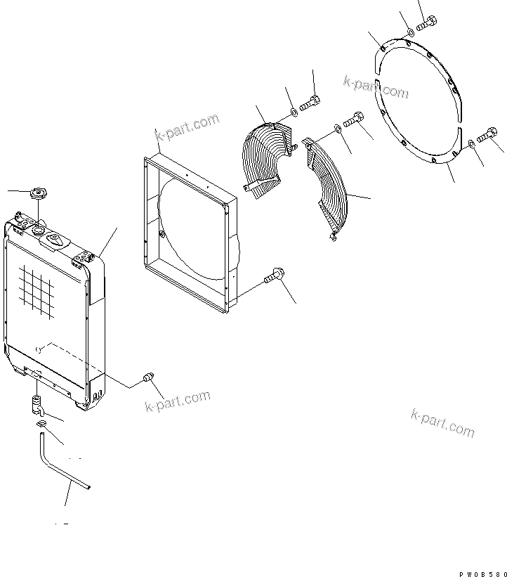 Komatsu parts book diagram for D41E-6K S/N 50001-UP (For Bangladesh): COOLING (WITHOUT AIR CONDITIONER)(#50201-)
