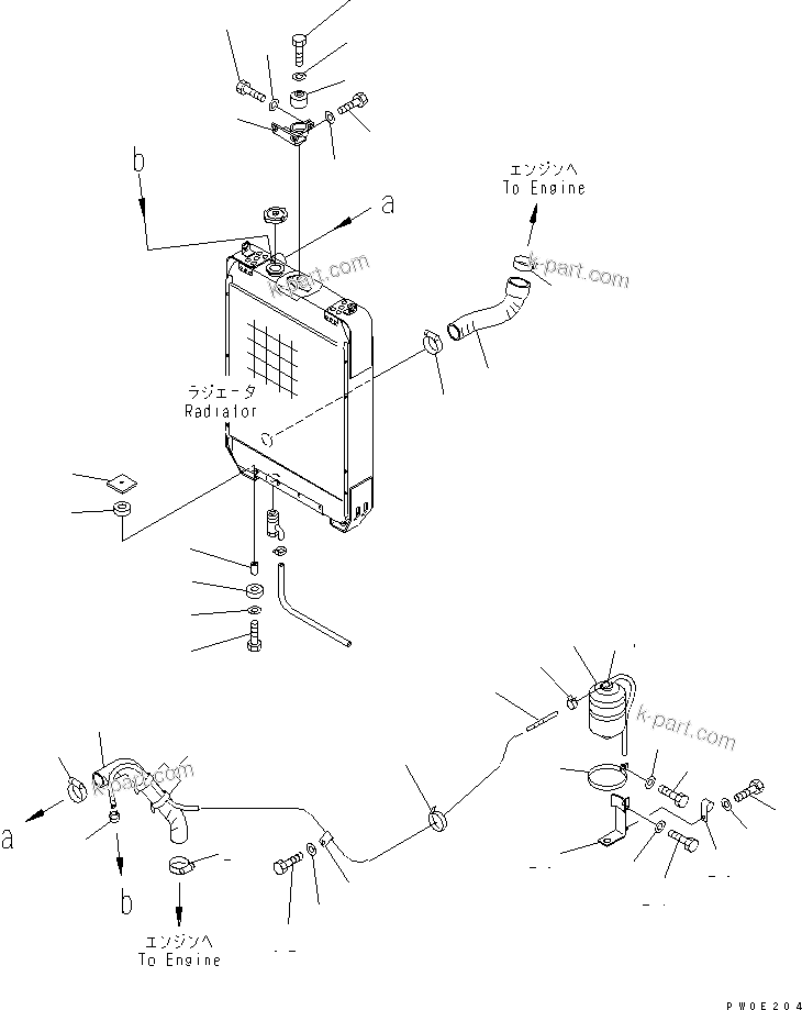 Komatsu parts book diagram for D41E-6K S/N 50001-UP (For Bangladesh): COOLING (HOSE ? MOUNT ? RESERVE TANK)(#50201-)