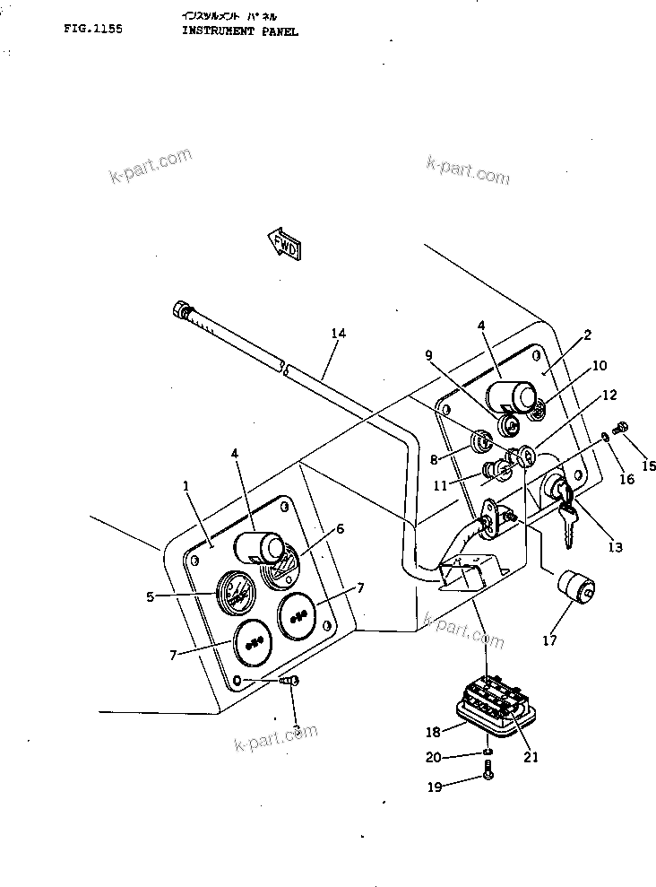Komatsu parts book diagram for D41P-3 S/N 6001-UP (Straight Tilt Dozer): INSTRUMENT PANEL