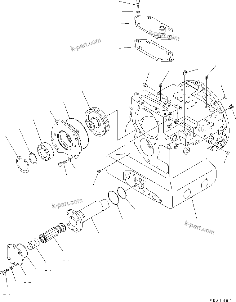 Komatsu parts book diagram for D41P-6K S/N 50001-UP: TRANSMISSION (CASE)
