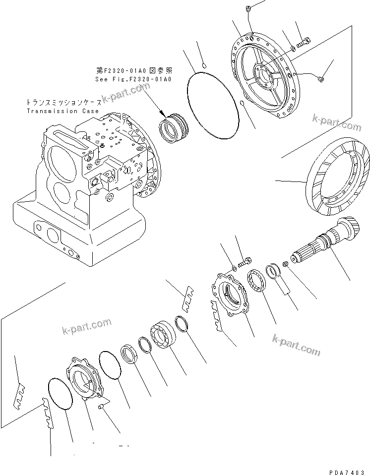 Komatsu parts book diagram for D41P-6K S/N 50001-UP: TRANSMISSION (OUTPUT)
