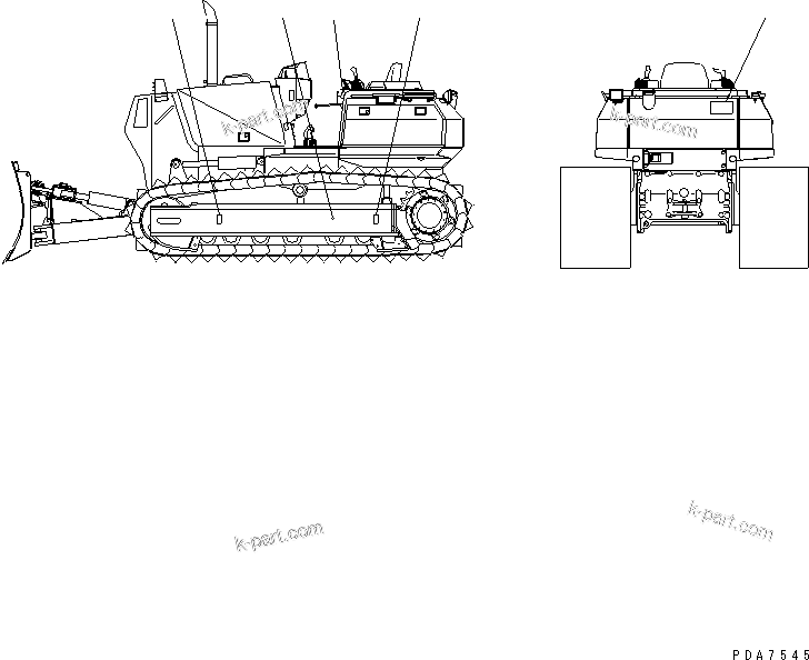 Komatsu parts book diagram for D41P-6K S/N 50001-UP: CENTER OF GRAVITY MARK (EXCEPT JAPAN)(#50047-)