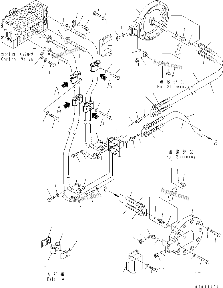 Komatsu parts book diagram for D475A-5 S/N 20001-UP (For Alaska Extreme Cold Terrain Spec.): BLADE TILT PIPING (FOR DUAL TILT PITCH DOZER)