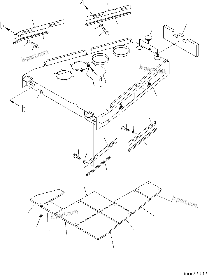Komatsu parts book diagram for D475A-5 S/N 20001-UP (For Alaska Extreme Cold Terrain Spec.): ENGINE HOOD (1/2) (CLOSE)