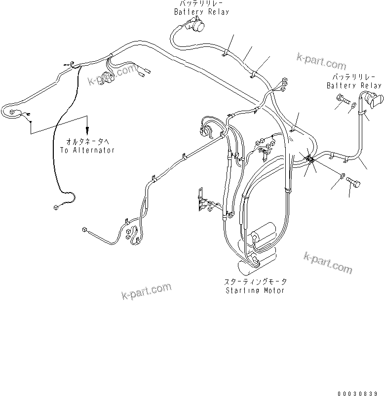 Komatsu parts book diagram for D475A-5 S/N 20001-UP (For Alaska Extreme Cold Terrain Spec.): BATTERY HARNESS