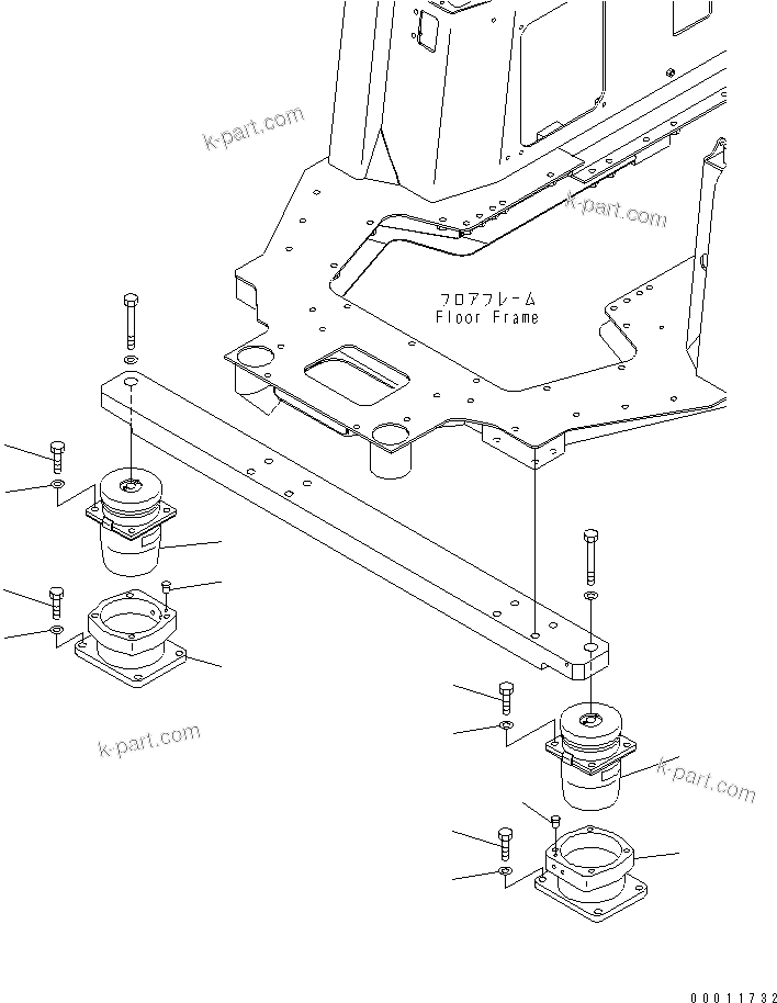 Komatsu parts book diagram for D475A-5 S/N 20001-UP (For Alaska Extreme Cold Terrain Spec.): FLOOR MOUNTING