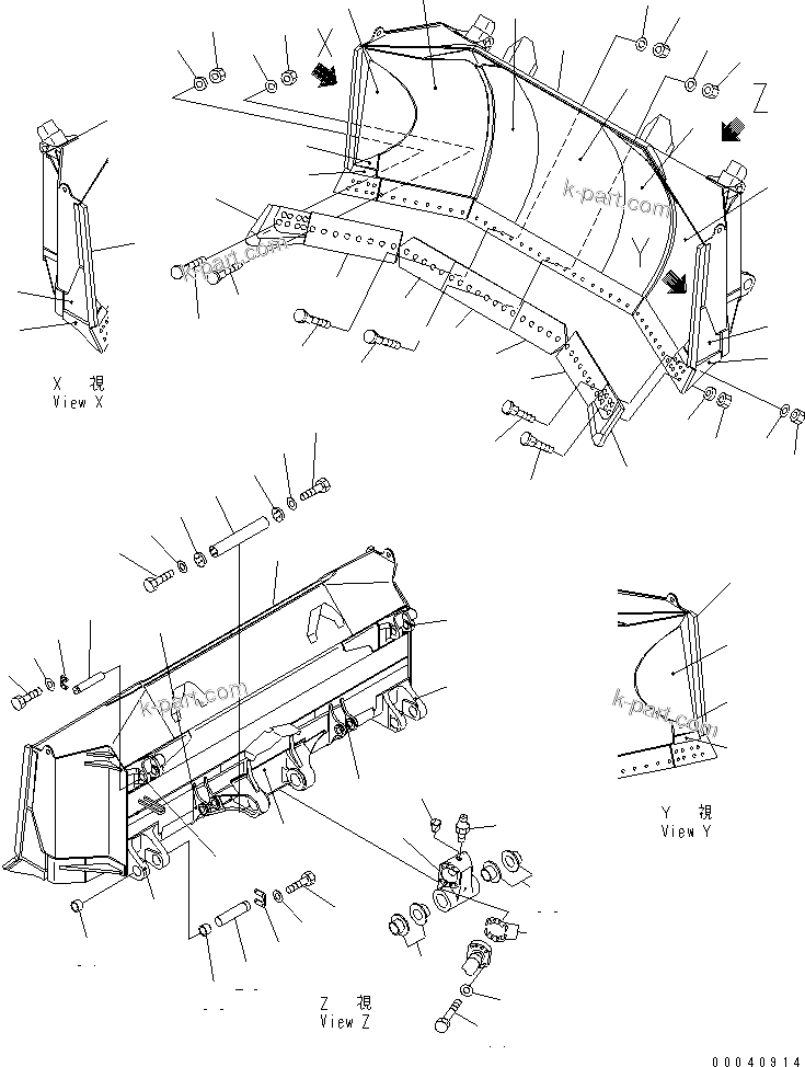 Komatsu parts book diagram for D475A-5 S/N 20001-UP (For Alaska Extreme Cold Terrain Spec.): FULL-U BLADE (HEAVY DUTY)(#20120-)