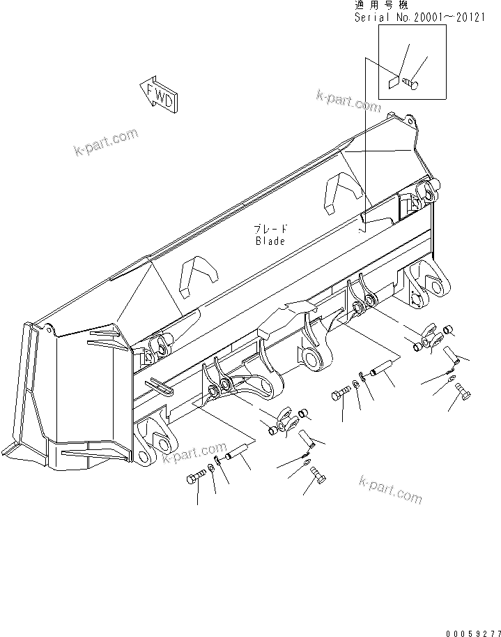 Komatsu parts book diagram for D475A-5 S/N 20001-UP (For Alaska Extreme Cold Terrain Spec.): STRAIGHT TILT U-BLADE (HEAVY DUTY TYPE) (2/2)