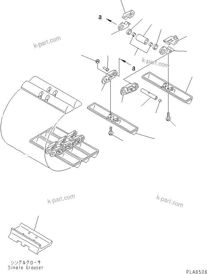 Komatsu parts book diagram for D50P-18 S/N 83001-UP: TRACK SHOE (LUBRICATE TYPE)