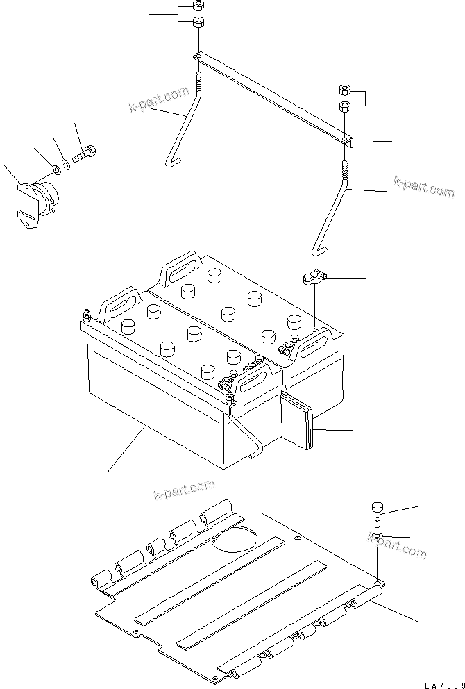 Komatsu parts book diagram for D53A-17 S/N 80001-UP: BATTERY (LARGE CAPACITY)