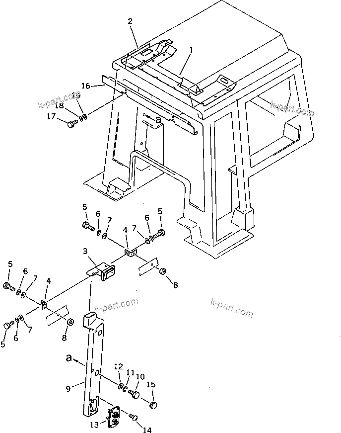 Komatsu parts book diagram for D53A-17 S/N 80001-UP: AIR DUCT (FOR ROPS CAB)