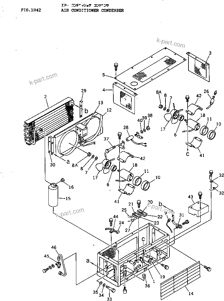 Komatsu parts book diagram for D53A-17 S/N 80001-UP: AIR CONDITIONER CONDENSER