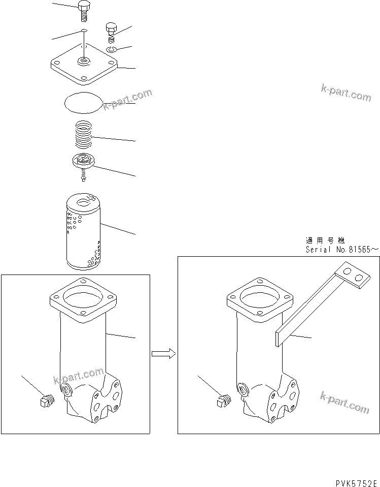 Komatsu parts book diagram for D58P-1 S/N 80588-UP (Straight Tilt Dozer): STEERING FILTER