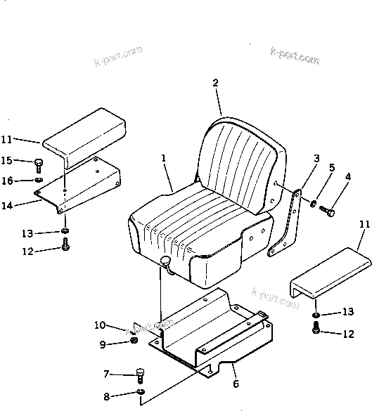 Komatsu parts book diagram for D58P-1 S/N 80588-UP (Straight Tilt Dozer): OPERATOR'S SEAT ? FIXED TYPE