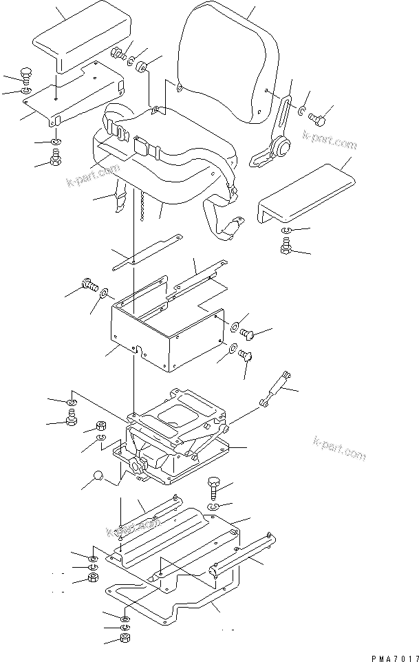 Komatsu parts book diagram for D58P-1 S/N 80588-UP (Straight Tilt Dozer): OPERATOR'S SEAT (REGULATION OF EC INCLUSION)(#81381-)