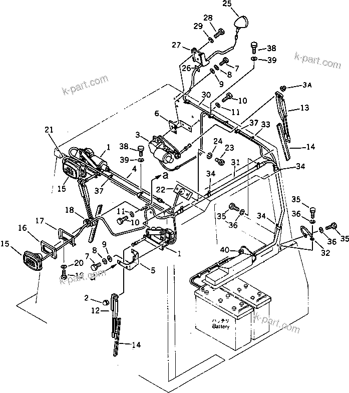 Komatsu parts book diagram for D58P-1 S/N 80588-UP (Straight Tilt Dozer): ELECTRICAL SYSTEM (FOR ROPS CAB)