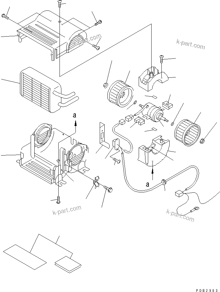 Komatsu parts book diagram for D58P-1 S/N 80588-UP (Straight Tilt Dozer): HOT WATER CAR HEATER (INNER PARTS)(#81310-)