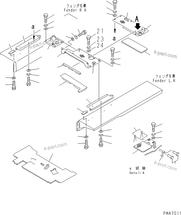 Komatsu parts book diagram for D58P-1 S/N 80588-UP (Straight Tilt Dozer): FLOOR (REGULATION OF EC INCLUSION)(#80949-)
