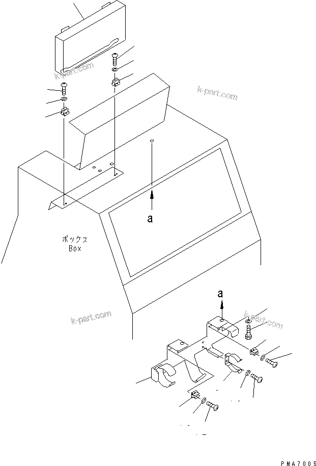 Komatsu parts book diagram for D58P-1 S/N 80588-UP (Straight Tilt Dozer): BOX AND GREASE PUMP HOLDER (REGULATION OF EC INCLUSION)(#81381-)