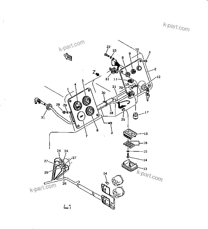 Komatsu parts book diagram for D58P-1 S/N 80588-UP (Straight Tilt Dozer): INSTRUMENT PANEL
