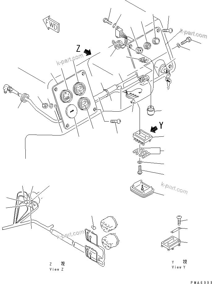 Komatsu parts book diagram for D58P-1 S/N 80588-UP (Straight Tilt Dozer): INSTRUMENT PANEL (REGULATION OF EC INCLUSION)(#81381-)