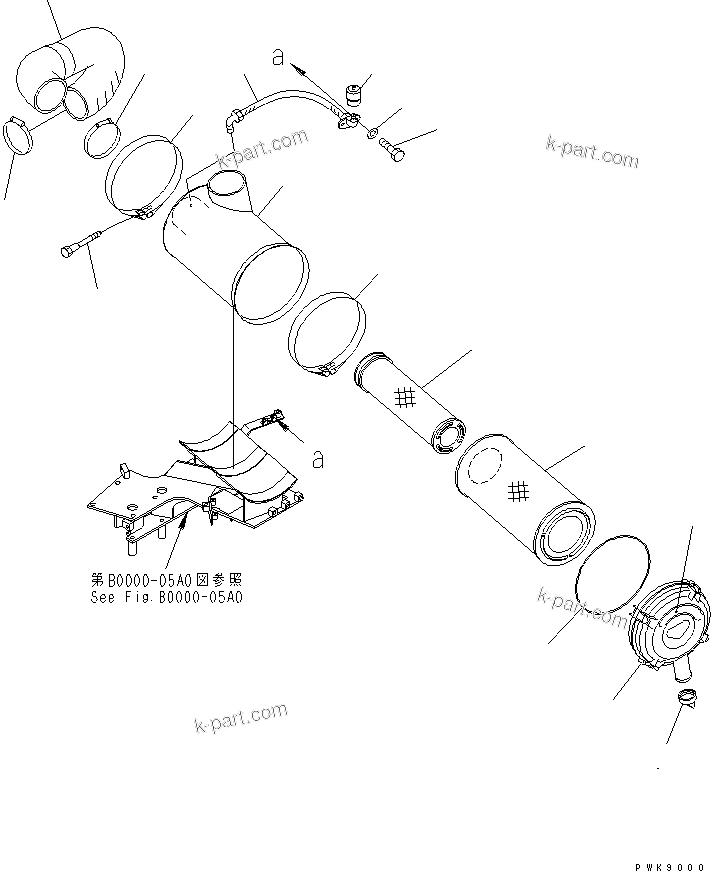Komatsu parts book diagram for D61E-12 S/N 1001-UP: AIR CLEANER