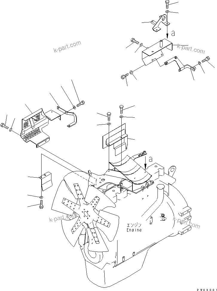 Komatsu parts book diagram for D61E-12 S/N 1001-UP: HEAT SHEILD