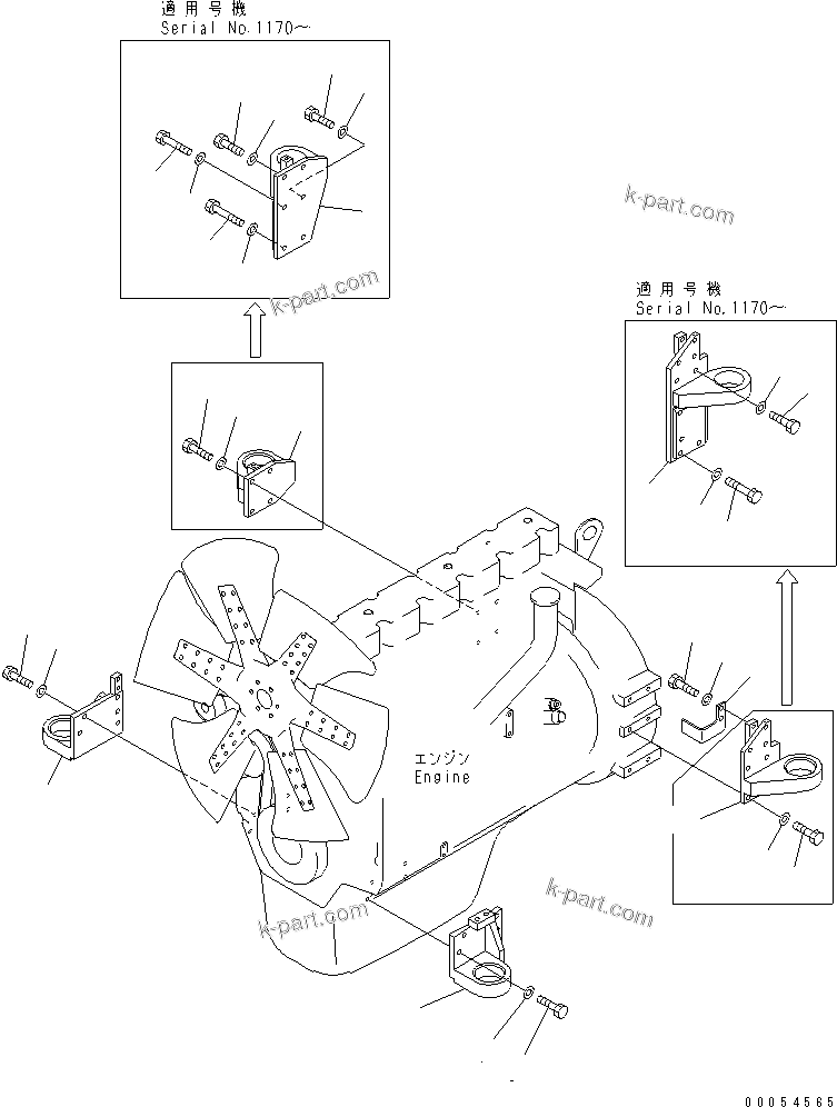Komatsu parts book diagram for D61EX-12 S/N 1001-UP (Overseas Version): MOUNT BRACKET