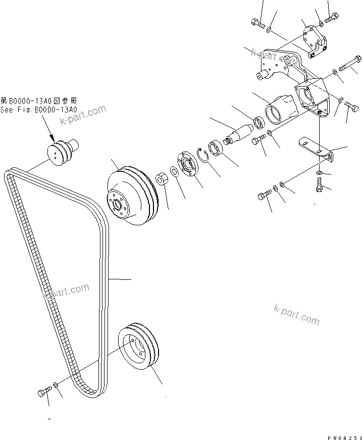 Komatsu parts book diagram for D61EX-12 S/N 1001-UP (Overseas Version): FAN DRIVE (FOR EU DYNAMIC NOISE SUPPRESSION SPEC.)