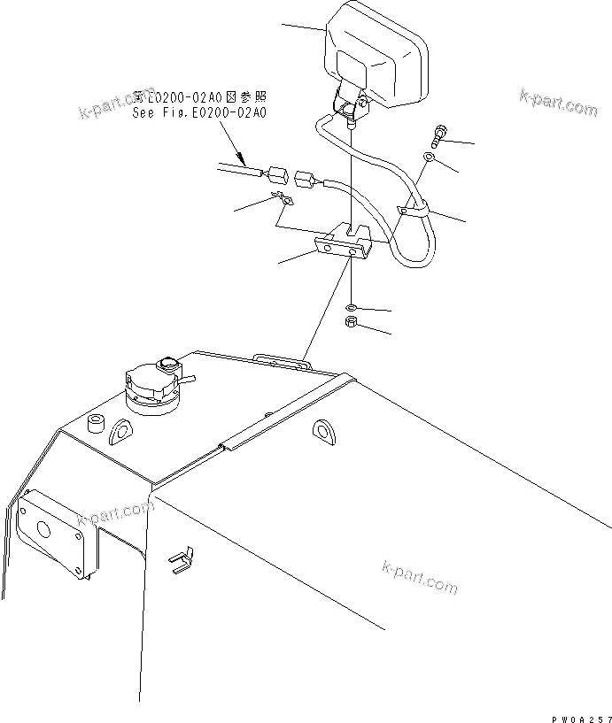 Komatsu parts book diagram for D61EX-12 S/N 1001-UP (Overseas Version): ADDITIONAL REAR LAMP