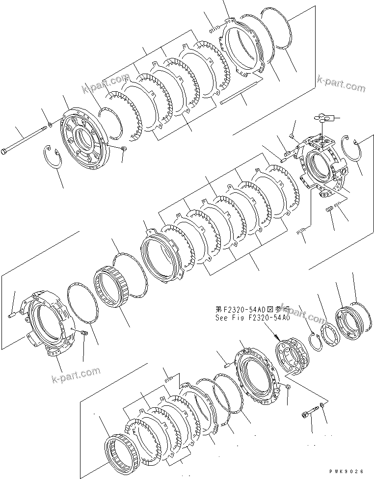 Komatsu parts book diagram for D61EX-12 S/N 1001-UP (Overseas Version): TRANSMISSION (3RD ?FORWARD AND REVERSE CLUTCH)