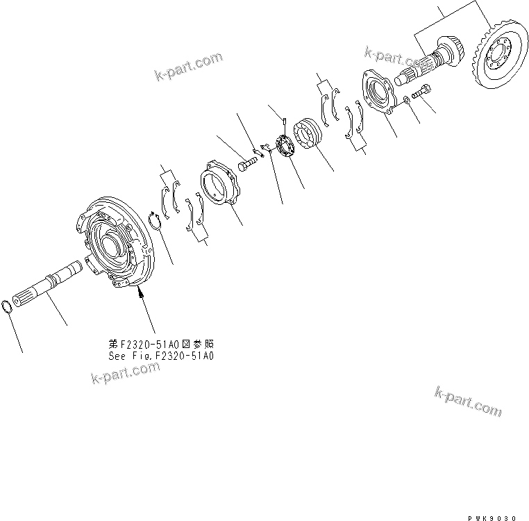 Komatsu parts book diagram for D61EX-12 S/N 1001-UP (Overseas Version): TRANSMISSION (INPUT AND OUTPUT SHAFT)