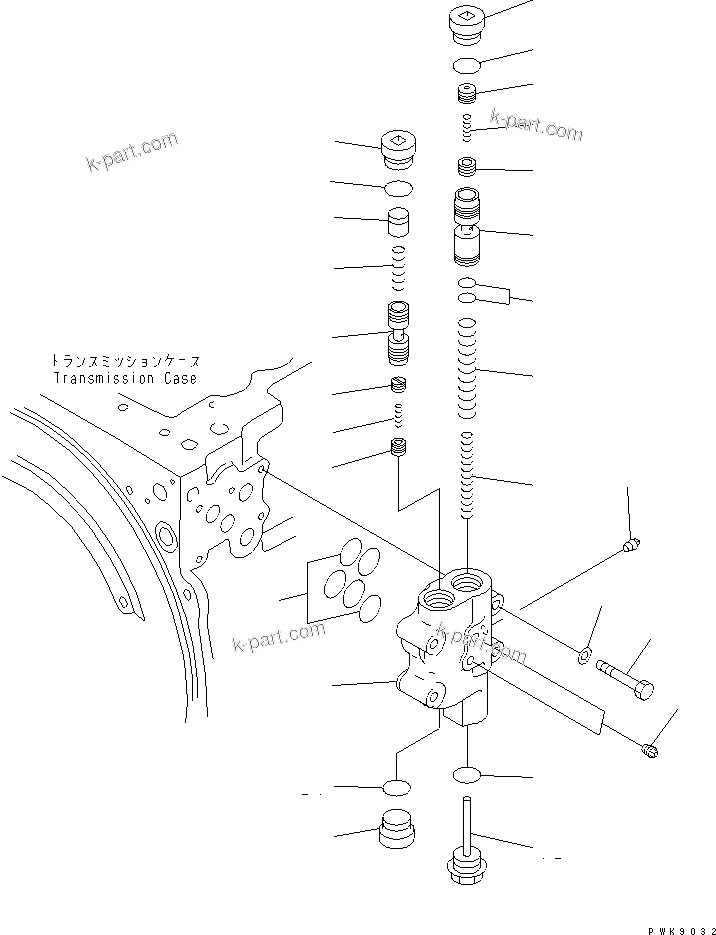 Komatsu parts book diagram for D61EX-12 S/N 1001-UP (Overseas Version): TRANSMISSION (MAIN RELIEF VALVE)