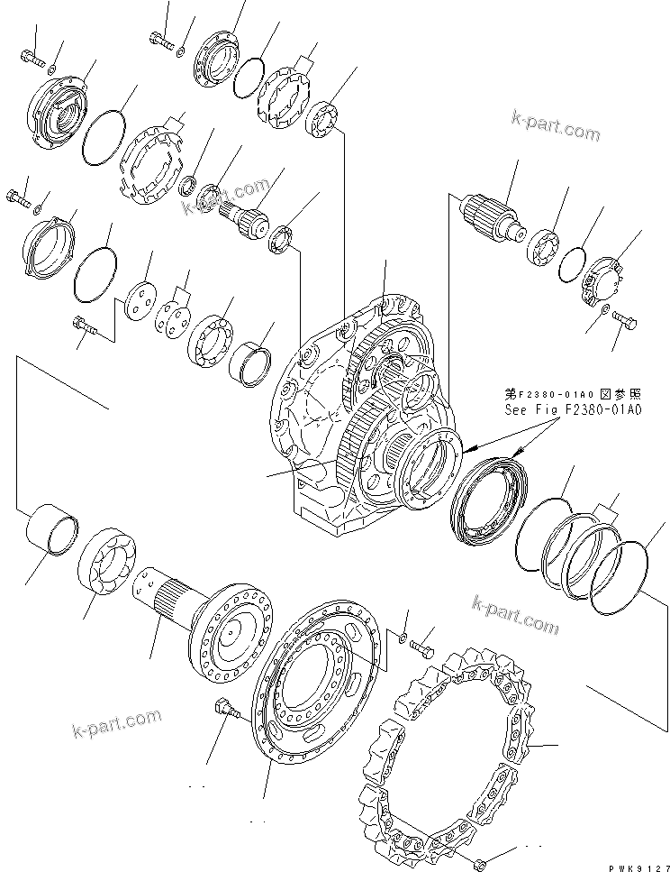 Komatsu parts book diagram for D61EX-12 S/N 1001-UP (Overseas Version): FINAL DRIVE (GEAR AND SPROCKET)