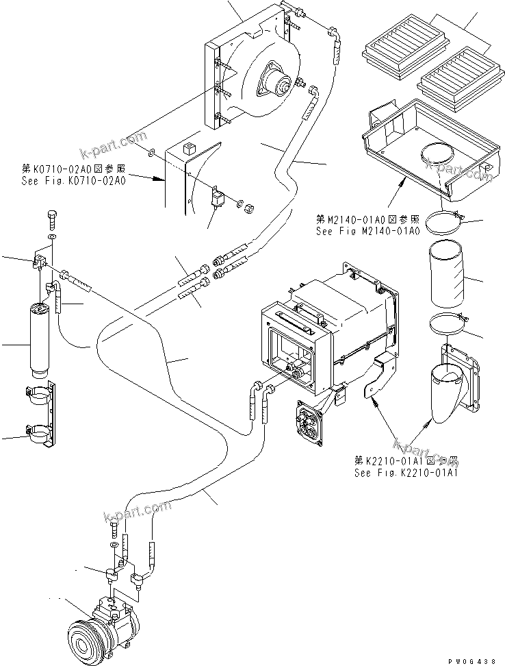 Komatsu parts book diagram for D61EX-12 S/N 1001-UP (Overseas Version): AIR CONDITIONER (CONDENSER)