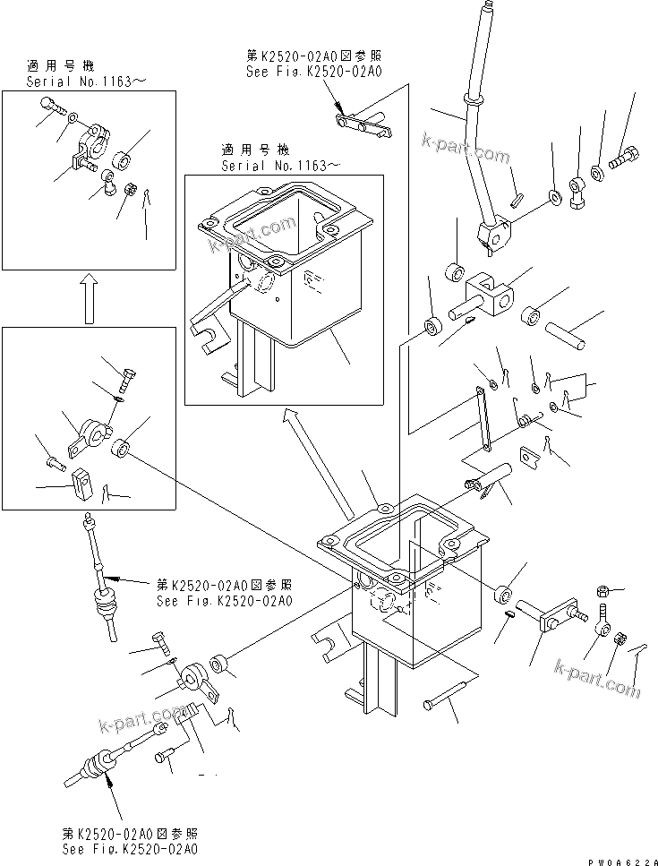 Komatsu parts book diagram for D61EX-12 S/N 1001-UP (Overseas Version): REAR WORK EQUIPMENT CONTROL (TOWING WINCH)